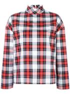 Cédric Charlier Checked High Neck Shirt, Women's, Size: 38, Red, Cotton