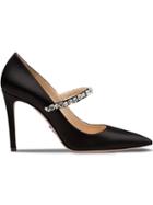Prada Crystal Embellished High-heel Pumps - Black