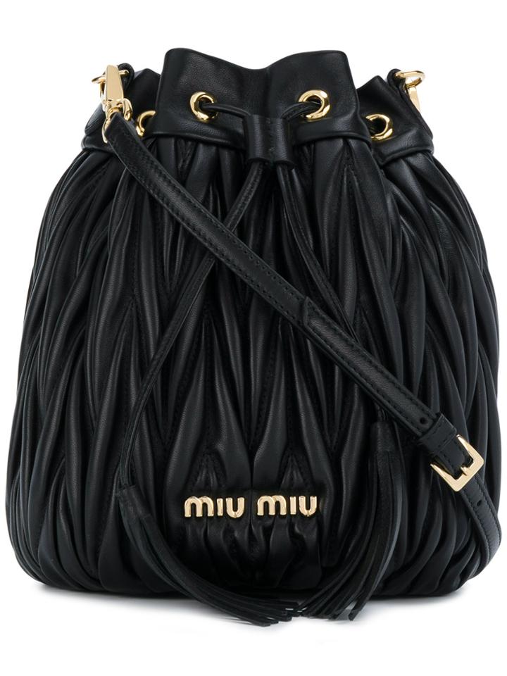 Miu Miu Matelassé Bucket Bag - Black