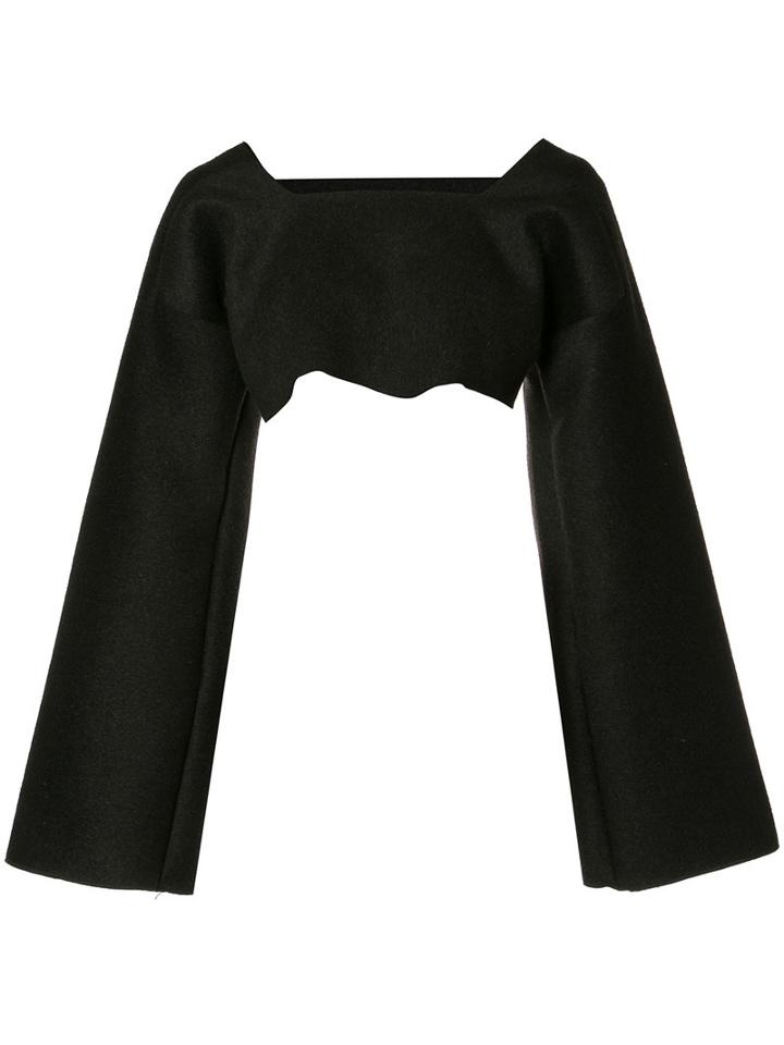 Sabine Luise Cropped Cashmere Blouse, Women's, Black, Cashmere