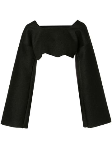 Sabine Luise Cropped Cashmere Blouse, Women's, Black, Cashmere