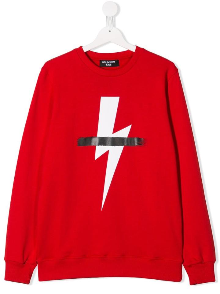 Neil Barrett Kids Teen Lightning Bolt Jumper - Red