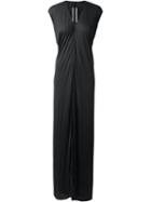 Rick Owens Draped Maxi Dress, Women's, Size: 38, Black, Silk