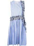 Msgm Checked Print Dress, Women's, Size: 46, Blue, Cotton