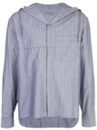 Lanvin Striped Hooded Oversized Shirt - Blue