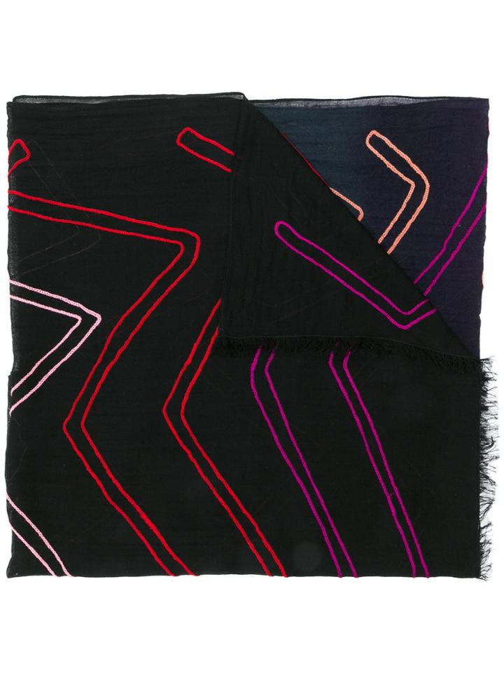 Paul Smith Zig-zag Stripe Scarf - Black