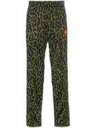 Charm's Leopard Print And Logo Embroidered Sweatpants - Green