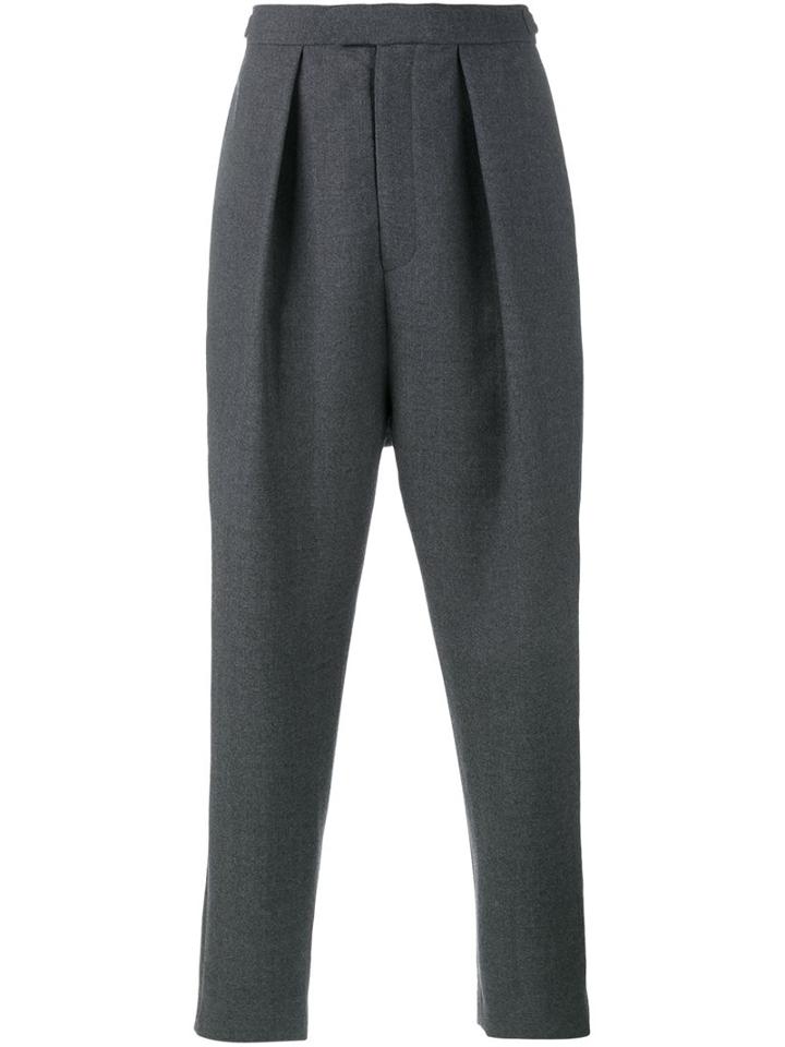 Curieux Pleated Tapered Trousers, Men's, Size: Small, Grey, Wool