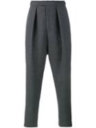 Curieux Pleated Tapered Trousers, Men's, Size: Small, Grey, Wool
