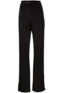 Givenchy Striped Straight Leg Trousers, Women's, Size: 38, Black, Viscose/acetate/silk/silk