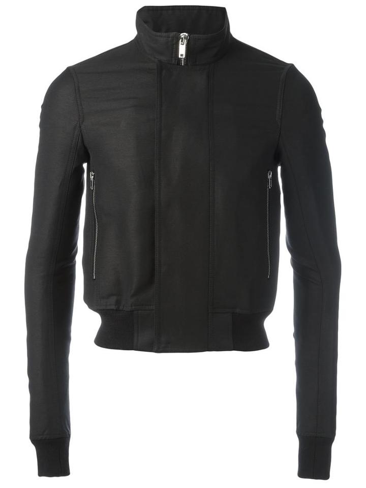 Rick Owens Funnel Neck Bomber Jacket, Men's, Size: 50, Black, Viscose/cotton/polyester/cotton
