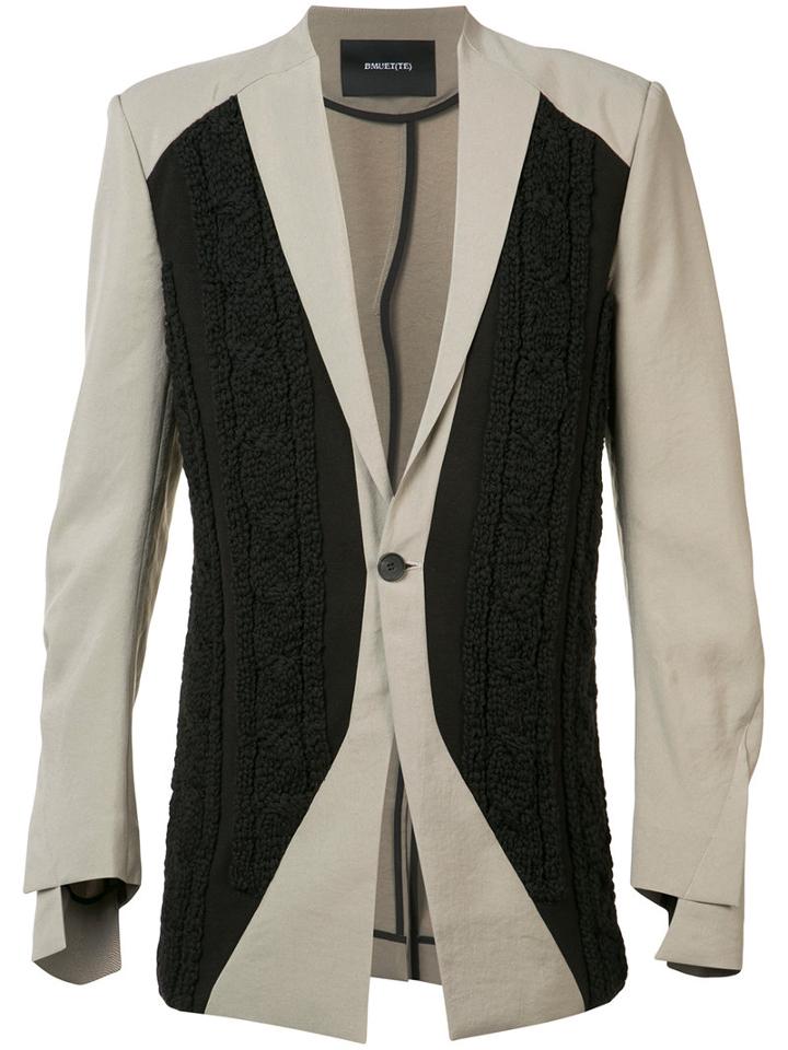 Bmuet(te) - Knit Front Panel Blazer - Men - Cotton/acrylic/nylon/polyester - 48, Nude/neutrals, Cotton/acrylic/nylon/polyester
