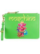 Moschino Crowned Elephant Print Clutch - Green