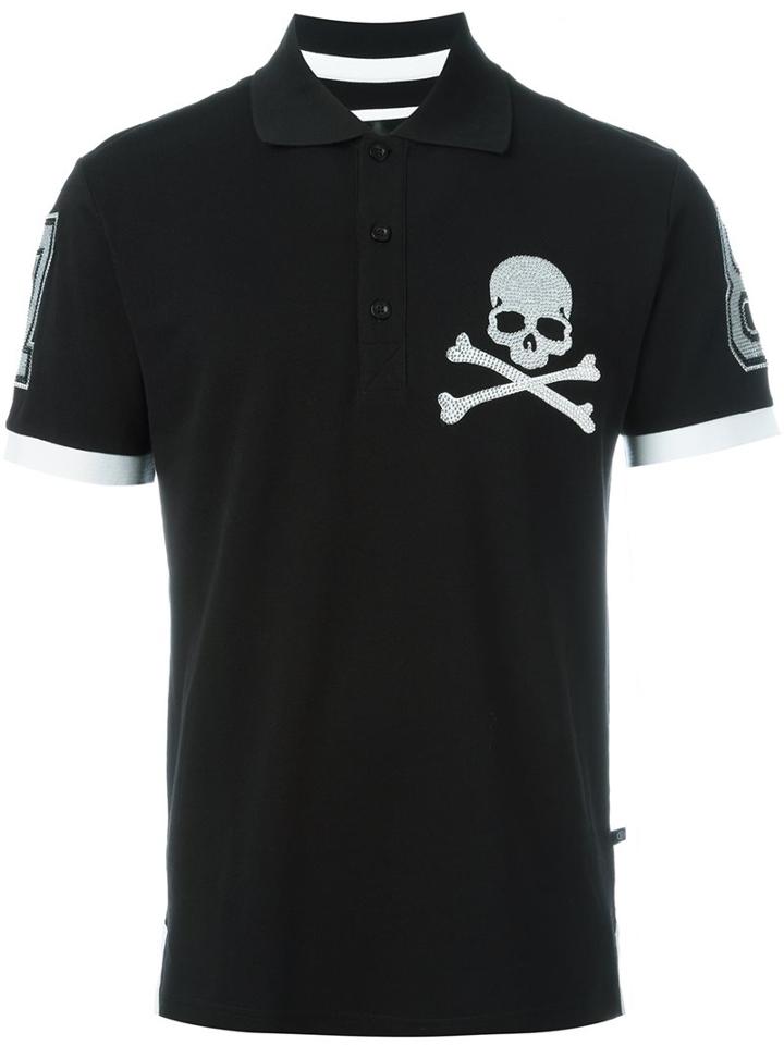 Philipp Plein 'money Maker' Polo Shirt, Men's, Size: Medium, Black, Cotton