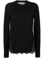Mcq Alexander Mcqueen Lace Panel Jumper, Women's, Size: Large, Black, Polyamide/wool