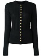 Balmain Buttoned Ribbed Knit Top, Women's, Size: 36, Black, Wool