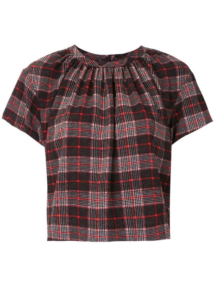 À La Garçonne Pleated Check Blouse - Black