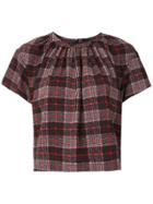 À La Garçonne Pleated Check Blouse - Black