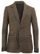 Haider Ackermann Contrast Pattern Blazer, Men's, Size: 48, Cotton/acrylic/nylon/virgin Wool