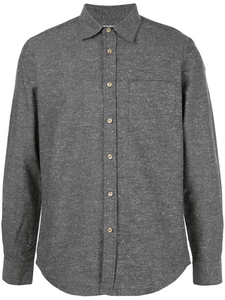 Portuguese Flannel Curved Hem Shirt - Grey