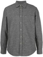 Portuguese Flannel Curved Hem Shirt - Grey