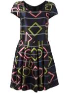 Emporio Armani Geometric Print Dress, Women's, Size: 44, Black, Silk/polyester
