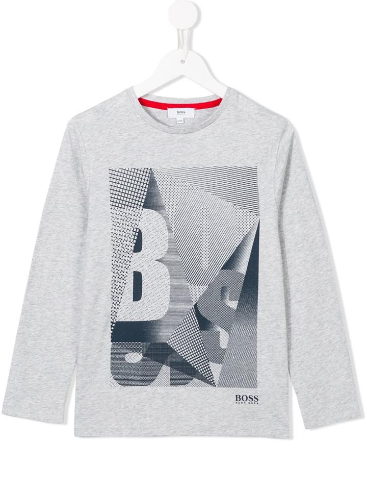 Boss Kids Abstract Logo T-shirt, Boy's, Size: 12 Yrs, Grey