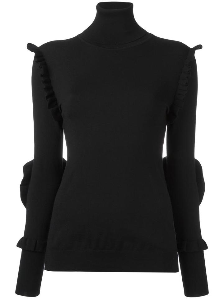 Fendi Frill Trim Jumper, Women's, Size: 40, Black, Polyamide/spandex/elastane/cashmere