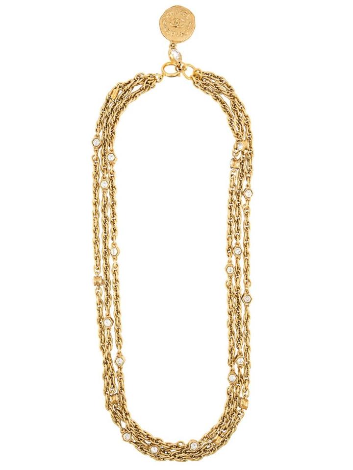 Chanel Vintage Coin Pendant Necklace, Women's, Metallic