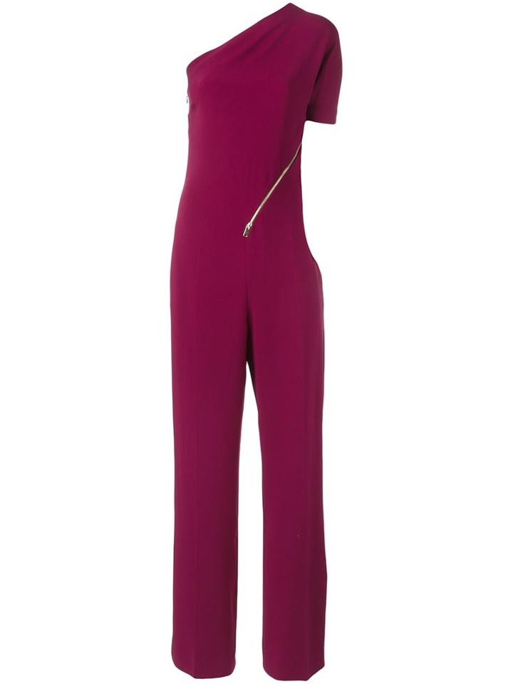 Stella Mccartney 'elisa' Cady One-shoulder Jumpsuit, Women's, Size: 40, Pink/purple, Viscose/acetate/spandex/elastane