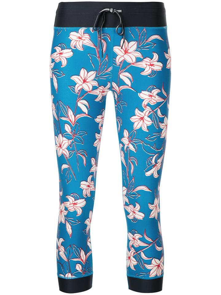 The Upside Floral Print Compression Leggings - Blue