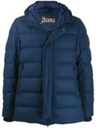 Herno Hooded Zipped Puffer Jacket - Blue