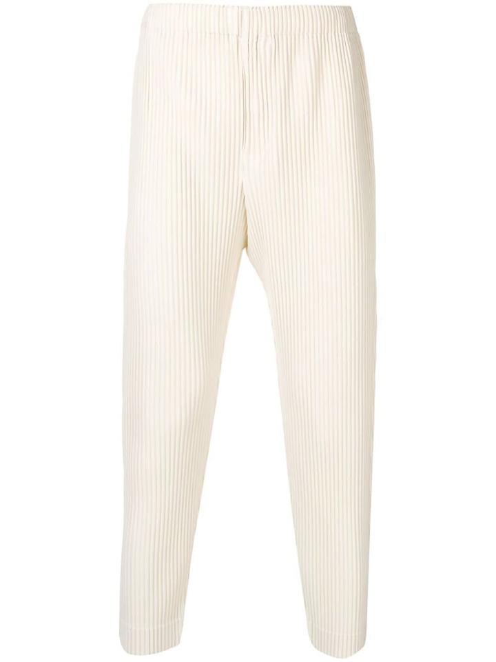 Homme Plissé Issey Miyake Cropped Pleated Trousers - White
