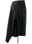 Rokh Pleated Asymmetric Skirt - Black