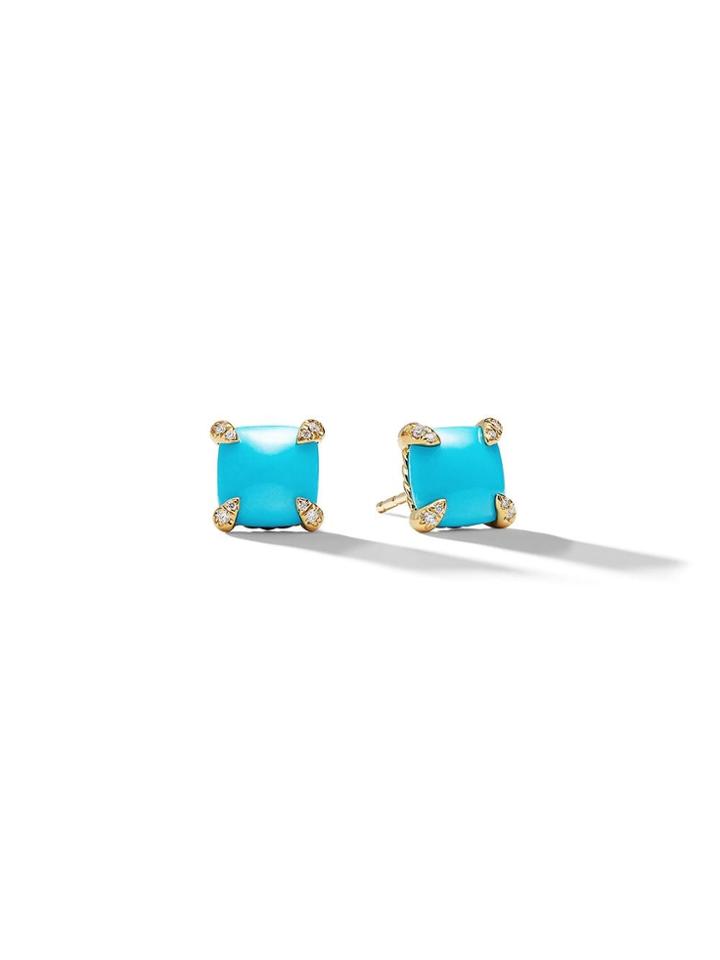 David Yurman 18kt Yellow Gold Châtelaine Turquoise And Diamond Stud