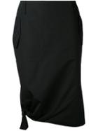 Max Mara - Tie Detail Draped Skirt - Women - Cotton - 44, Black, Cotton