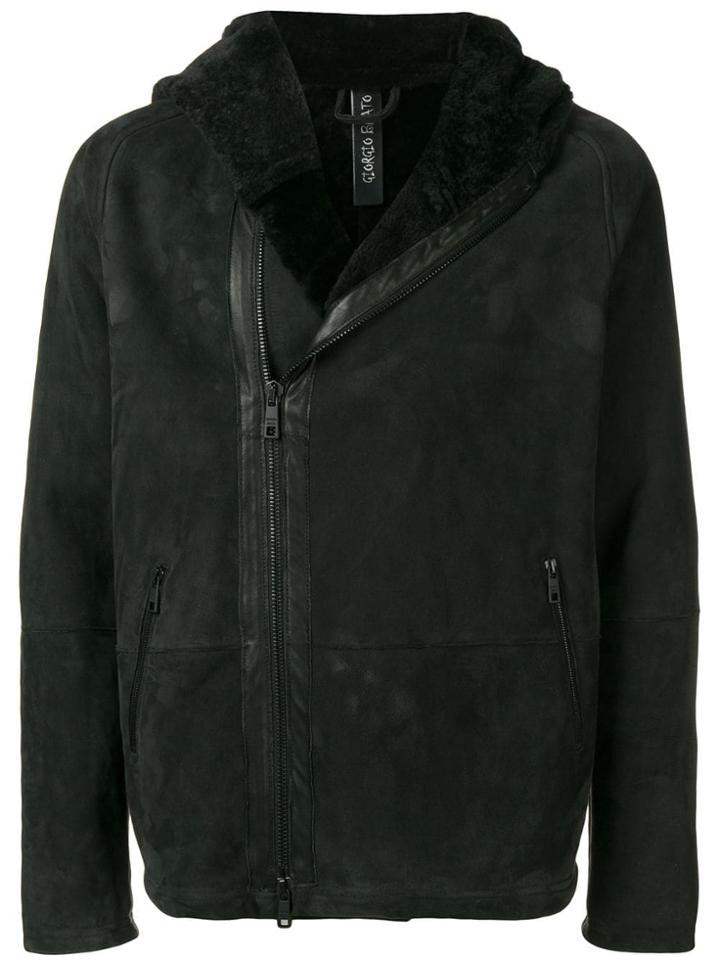 Giorgio Brato Off Centre Zipped Hoodie - Black