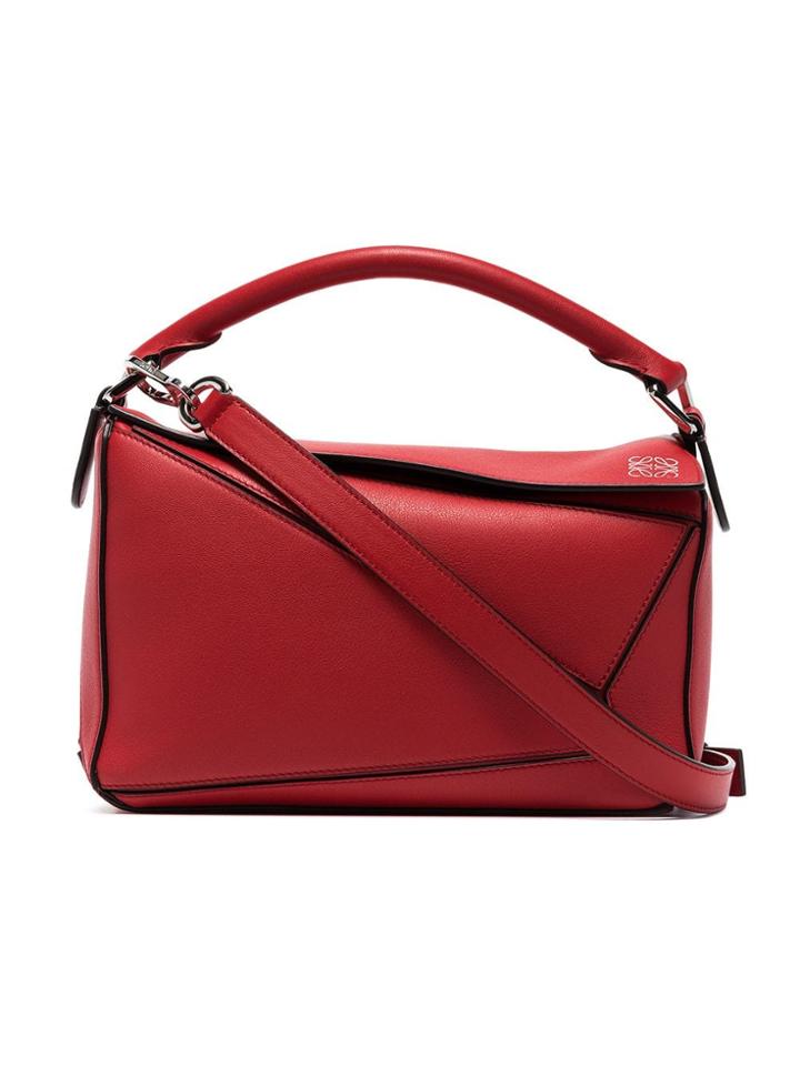 Loewe Red Puzzle Small Leather Shoulder Bag