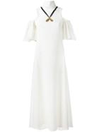 Ellery Cut-out Shoulder Flared Dress, Women's, Size: 8, White, Acetate/polyester