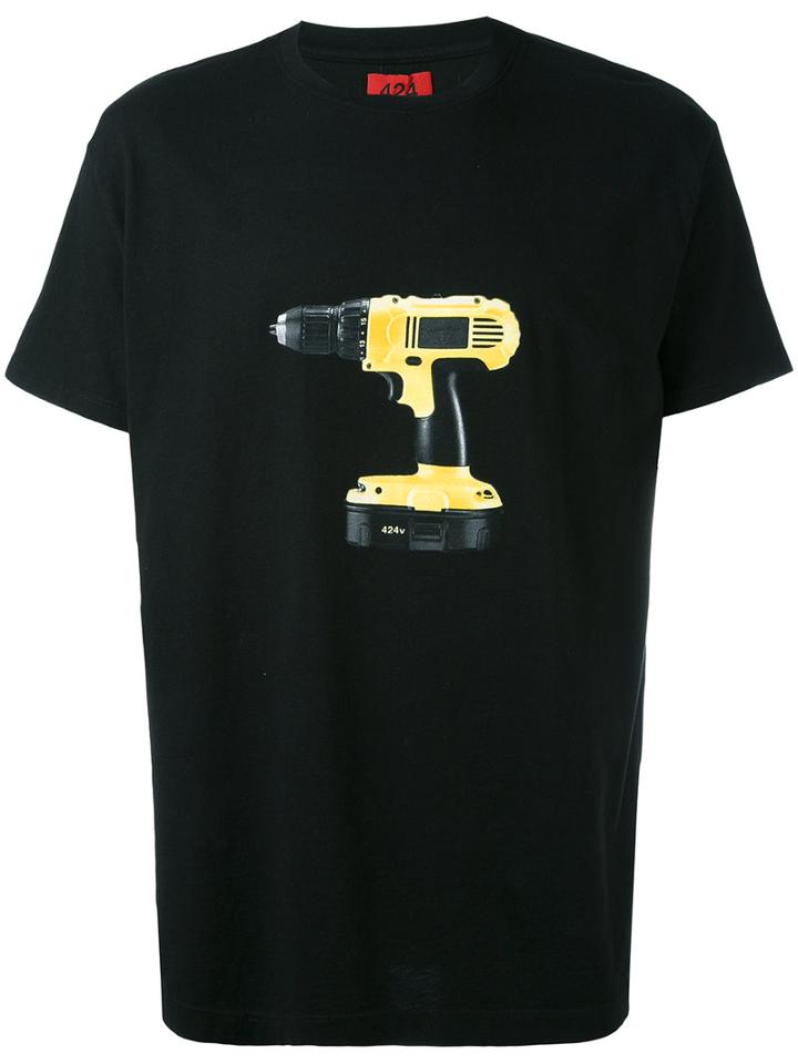 424 Fairfax - Drill-design T-shirt - Men - Cotton - S, Black, Cotton