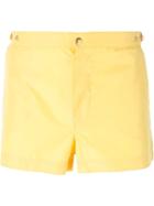 Eleventy Front Button Swim Trunks, Men's, Size: Xxl, Yellow/orange, Polyester
