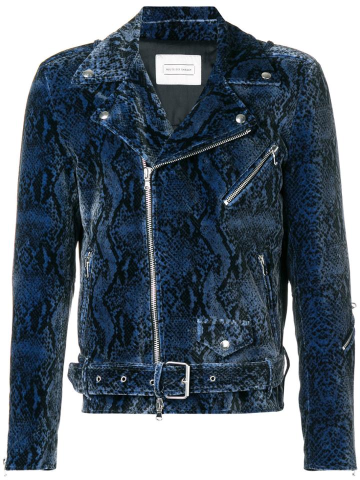 Route Des Garden Snake-effect Biker Jacket - Blue