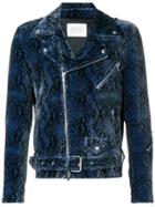 Route Des Garden Snake-effect Biker Jacket - Blue