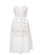 Self-portrait Floral Laser-cut Flared Dress - White