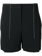 Dkny - Contrast Stitching Shorts - Women - Triacetate - 0, Women's, Black, Triacetate
