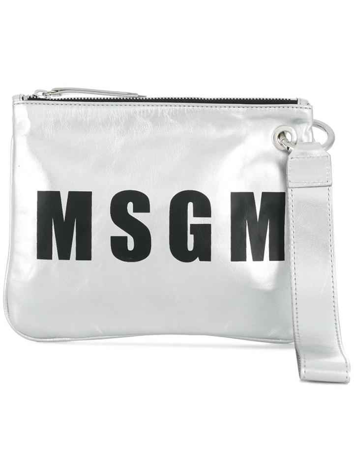 Msgm Logo Clutch - Metallic