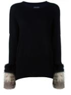 Izaak Azanei Fur Cuffs Jumper, Women's, Size: S/m, Black, Wool/cashmere/mink Fur