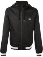 Dolce & Gabbana Contrast Stripe Rain Jacket, Men's, Size: 46, Black, Polyester