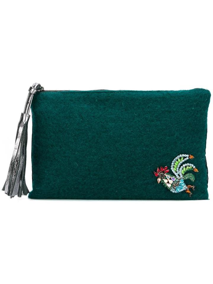 Lisa C Bijoux Embellished Clutch, Women's, Green