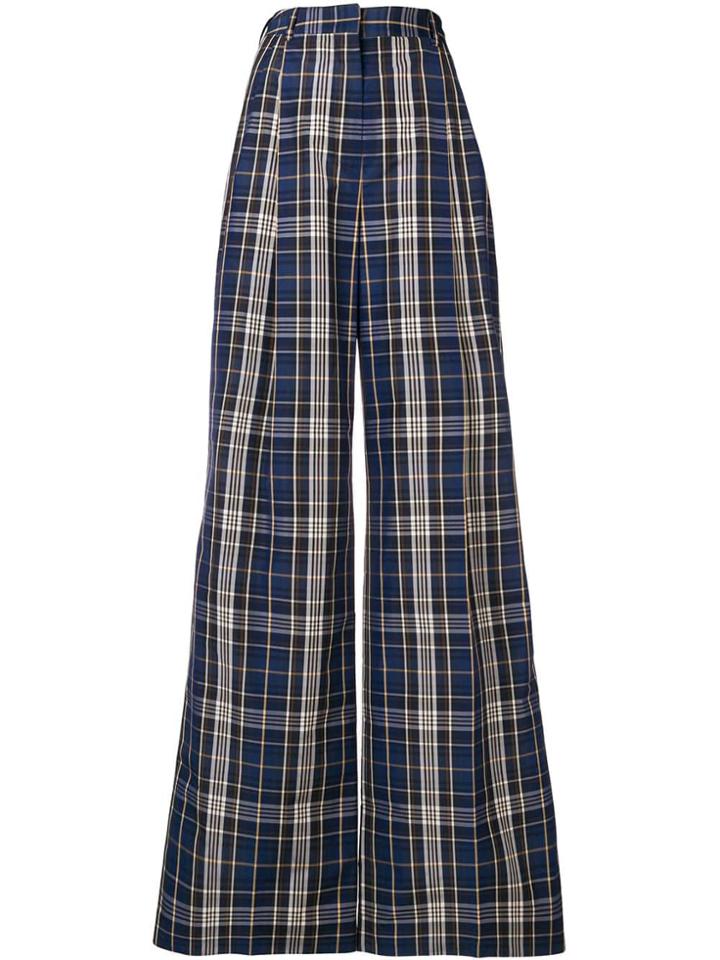 Sonia Rykiel Checked Wide Leg Trousers - Blue